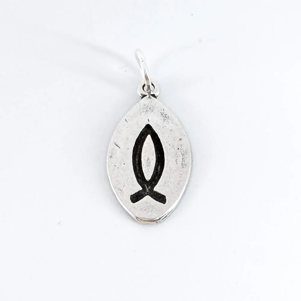 Sterling Silver Christian Ichthys Fish Pendant | Vintage Religious Charm Jewelry